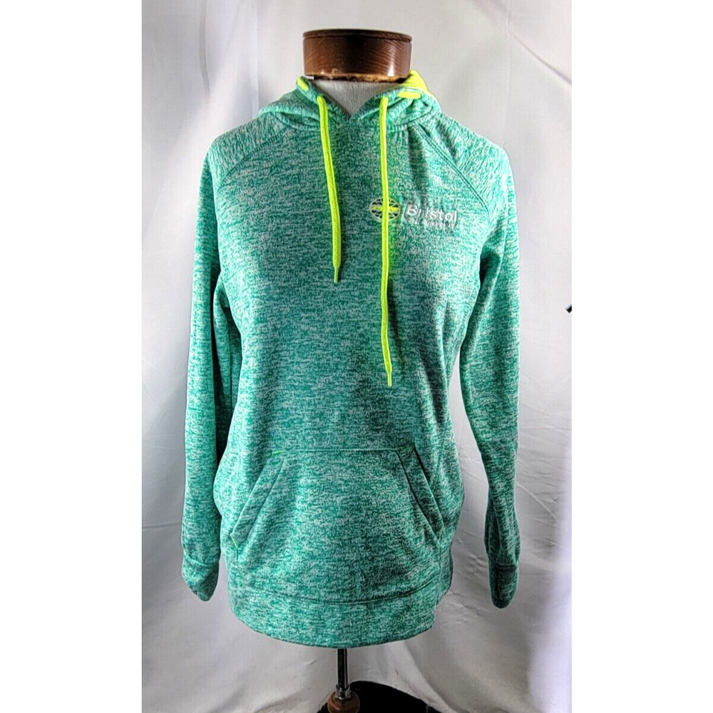 Bristol Motor Speedway Womens Medium Green Marled Hooded Drawstring Sweatshirt